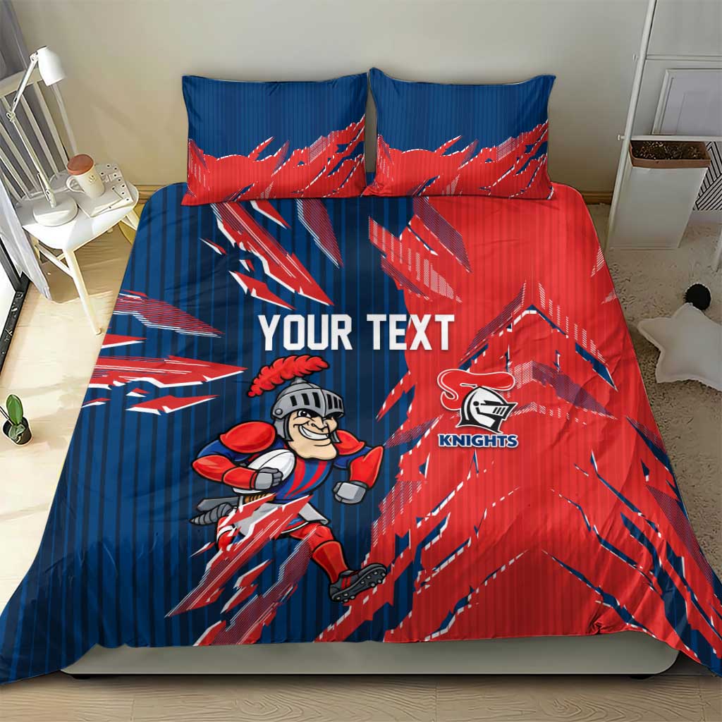 Personalized Newcastle Knights Bedding Set Dynamic Lightning Mascot Rugby Australia