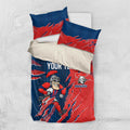 Personalized Newcastle Knights Bedding Set Dynamic Lightning Mascot Rugby Australia
