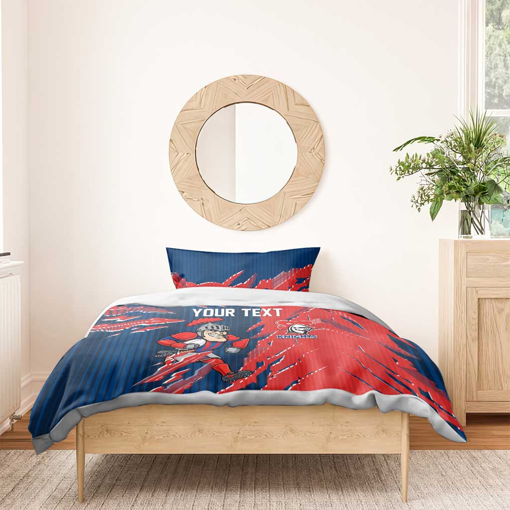 Personalized Newcastle Knights Bedding Set Dynamic Lightning Mascot Rugby Australia