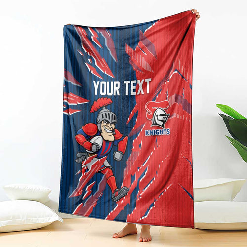 Personalized Newcastle Knights Blanket Dynamic Lightning Mascot Rugby Australia
