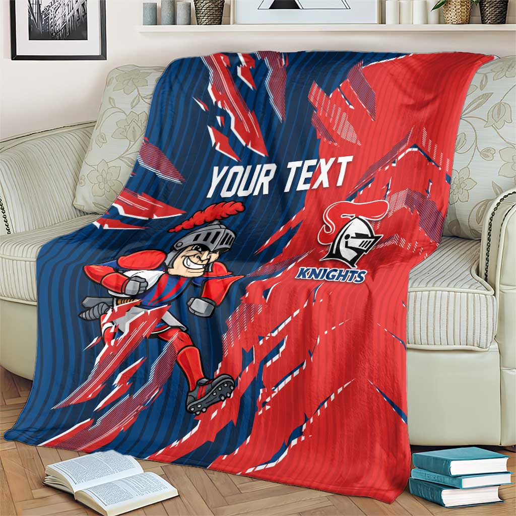 Personalized Newcastle Knights Blanket Dynamic Lightning Mascot Rugby Australia