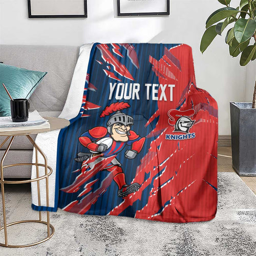 Personalized Newcastle Knights Blanket Dynamic Lightning Mascot Rugby Australia