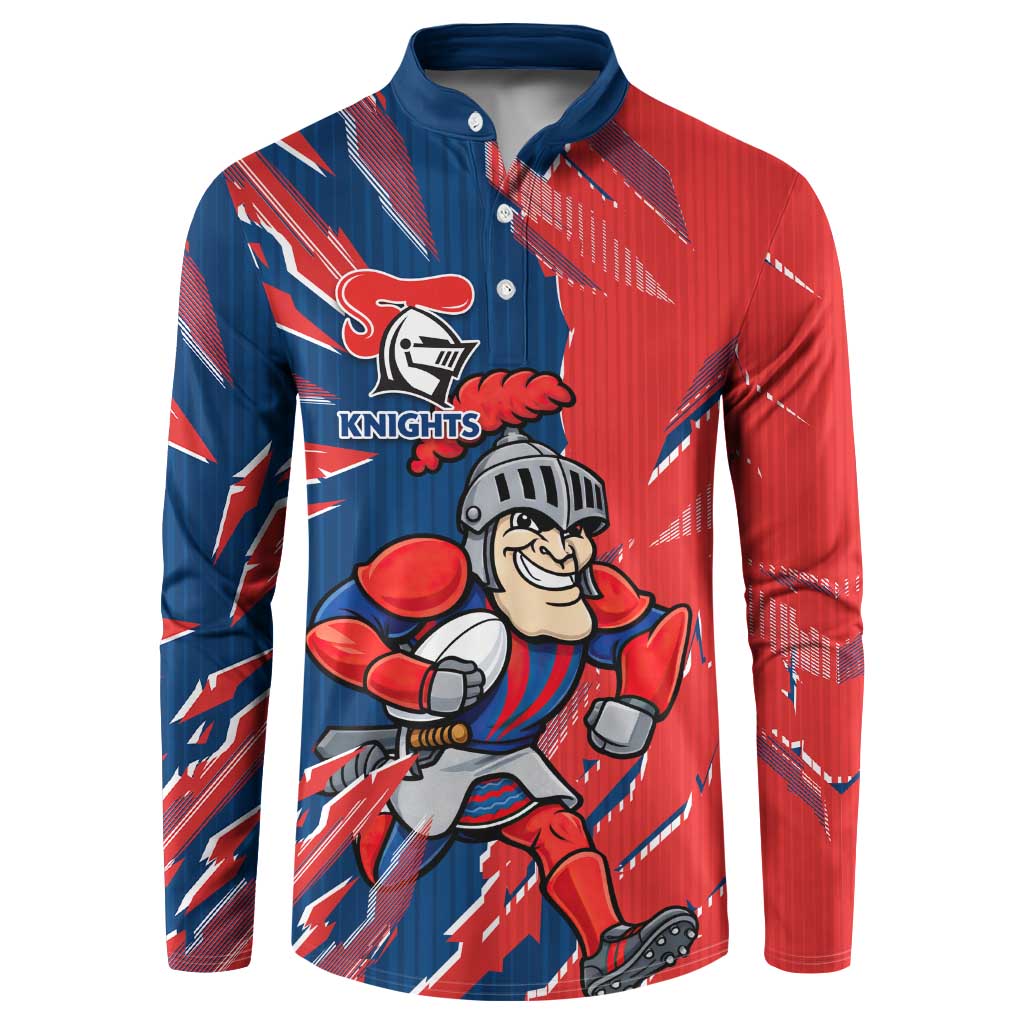 Personalized Newcastle Knights Button Sweatshirt Dynamic Lightning Mascot Rugby Australia