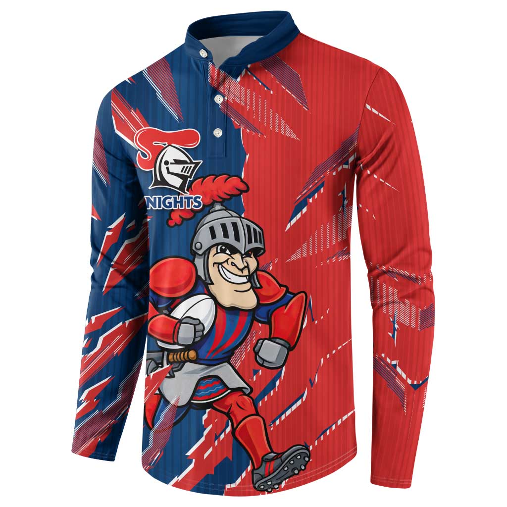 Personalized Newcastle Knights Button Sweatshirt Dynamic Lightning Mascot Rugby Australia
