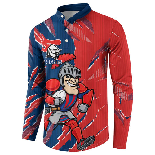 Personalized Newcastle Knights Button Sweatshirt Dynamic Lightning Mascot Rugby Australia
