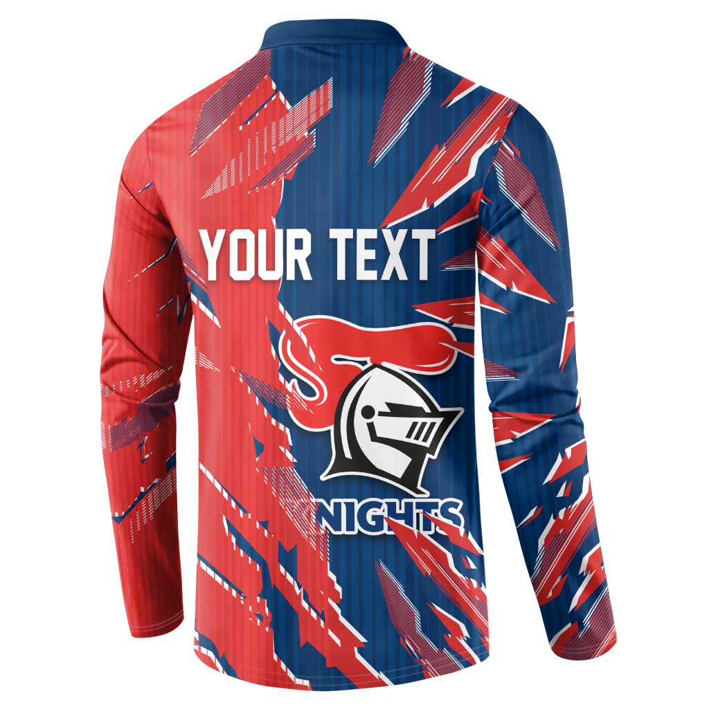 Personalized Newcastle Knights Button Sweatshirt Dynamic Lightning Mascot Rugby Australia