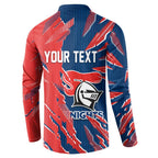 Personalized Newcastle Knights Button Sweatshirt Dynamic Lightning Mascot Rugby Australia