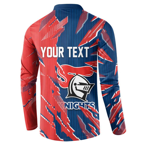 Personalized Newcastle Knights Button Sweatshirt Dynamic Lightning Mascot Rugby Australia