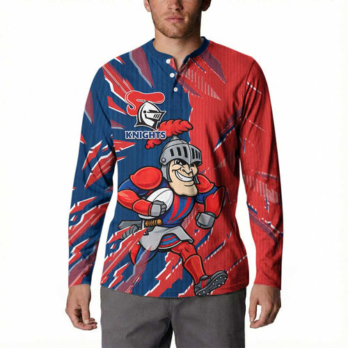 Personalized Newcastle Knights Button Sweatshirt Dynamic Lightning Mascot Rugby Australia