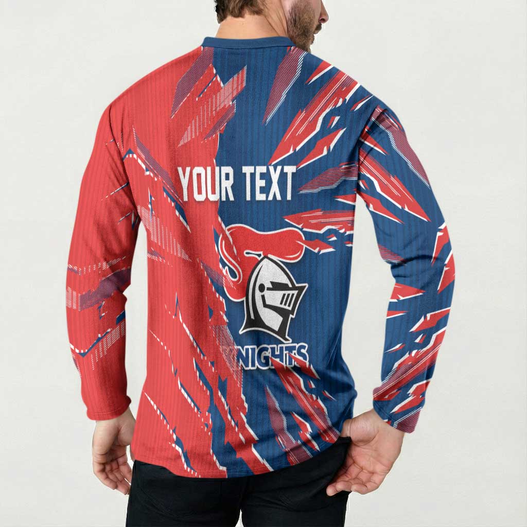 Personalized Newcastle Knights Button Sweatshirt Dynamic Lightning Mascot Rugby Australia