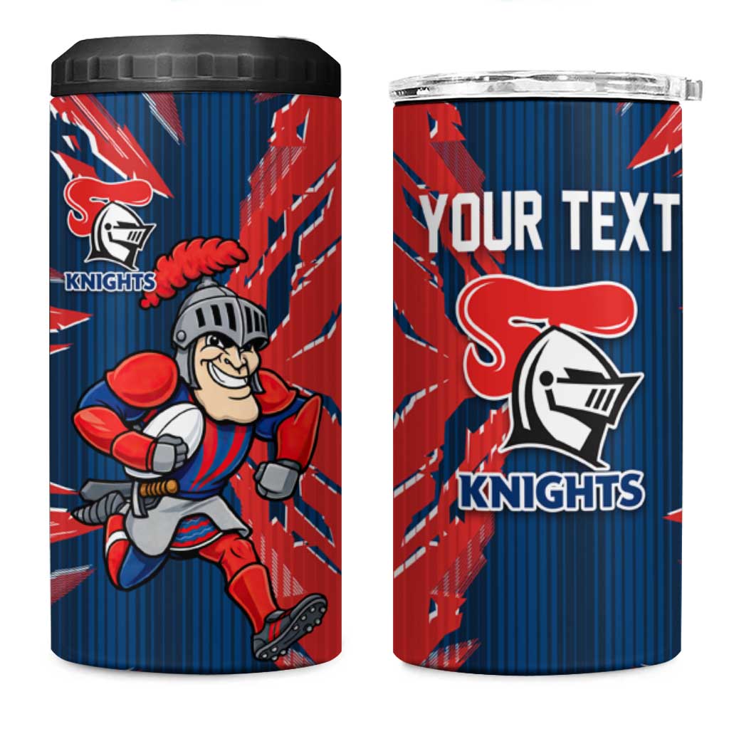 Personalized Newcastle Knights 4 in 1 Can Cooler Tumbler Dynamic Lightning Mascot Rugby Australia