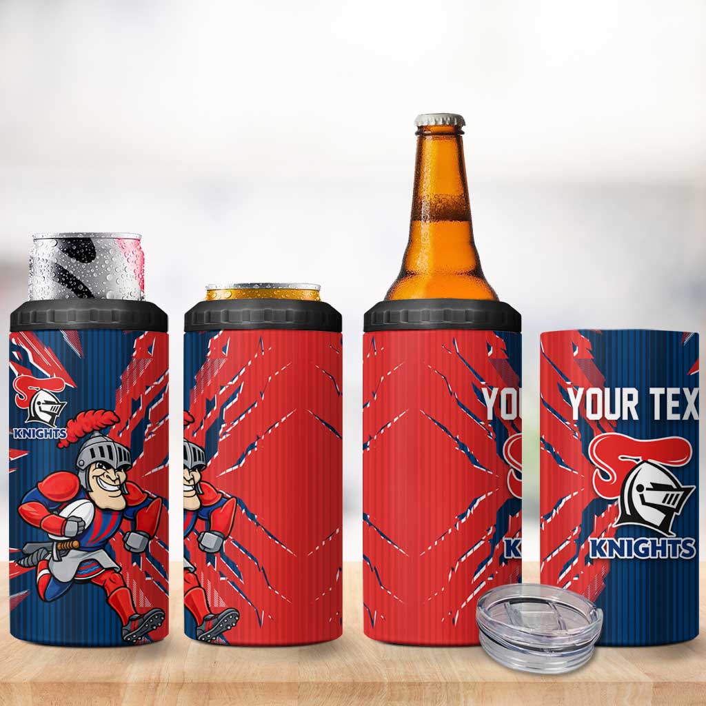 Personalized Newcastle Knights 4 in 1 Can Cooler Tumbler Dynamic Lightning Mascot Rugby Australia