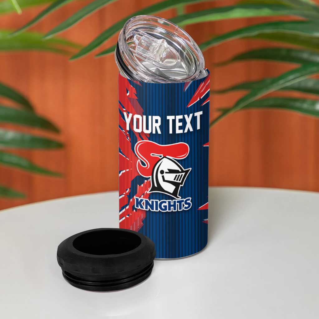Personalized Newcastle Knights 4 in 1 Can Cooler Tumbler Dynamic Lightning Mascot Rugby Australia