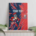 Personalized Newcastle Knights Canvas Wall Art Dynamic Lightning Mascot Rugby Australia
