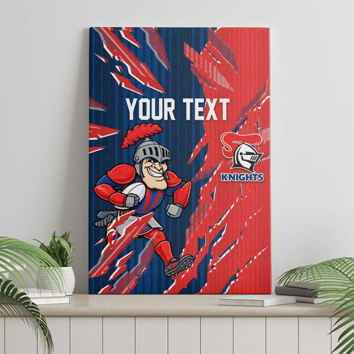 Personalized Newcastle Knights Canvas Wall Art Dynamic Lightning Mascot Rugby Australia