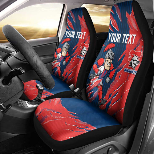 Personalized Newcastle Knights Car Seat Cover Dynamic Lightning Mascot Rugby Australia