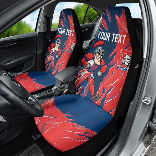 Personalized Newcastle Knights Car Seat Cover Dynamic Lightning Mascot Rugby Australia