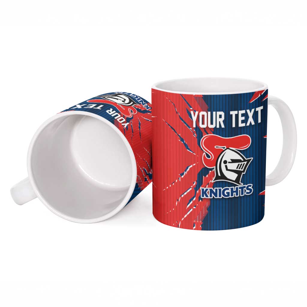 Personalized Newcastle Knights Ceramic Mug Dynamic Lightning Mascot Rugby Australia