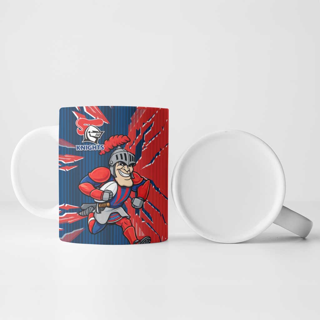 Personalized Newcastle Knights Ceramic Mug Dynamic Lightning Mascot Rugby Australia