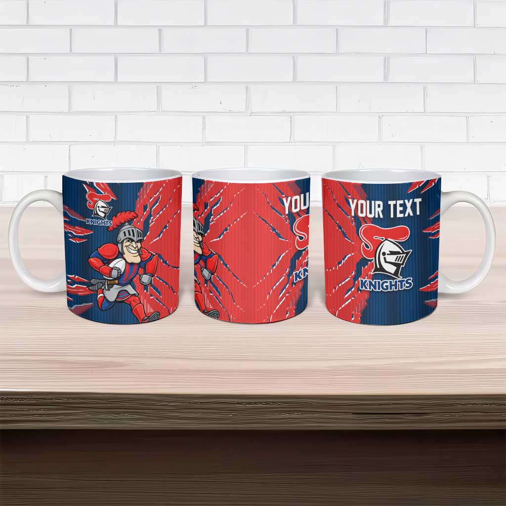 Personalized Newcastle Knights Ceramic Mug Dynamic Lightning Mascot Rugby Australia