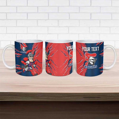 Personalized Newcastle Knights Ceramic Mug Dynamic Lightning Mascot Rugby Australia
