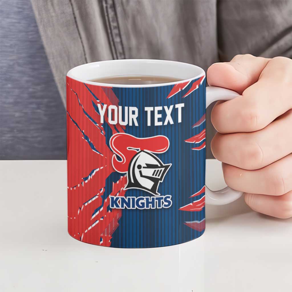 Personalized Newcastle Knights Ceramic Mug Dynamic Lightning Mascot Rugby Australia