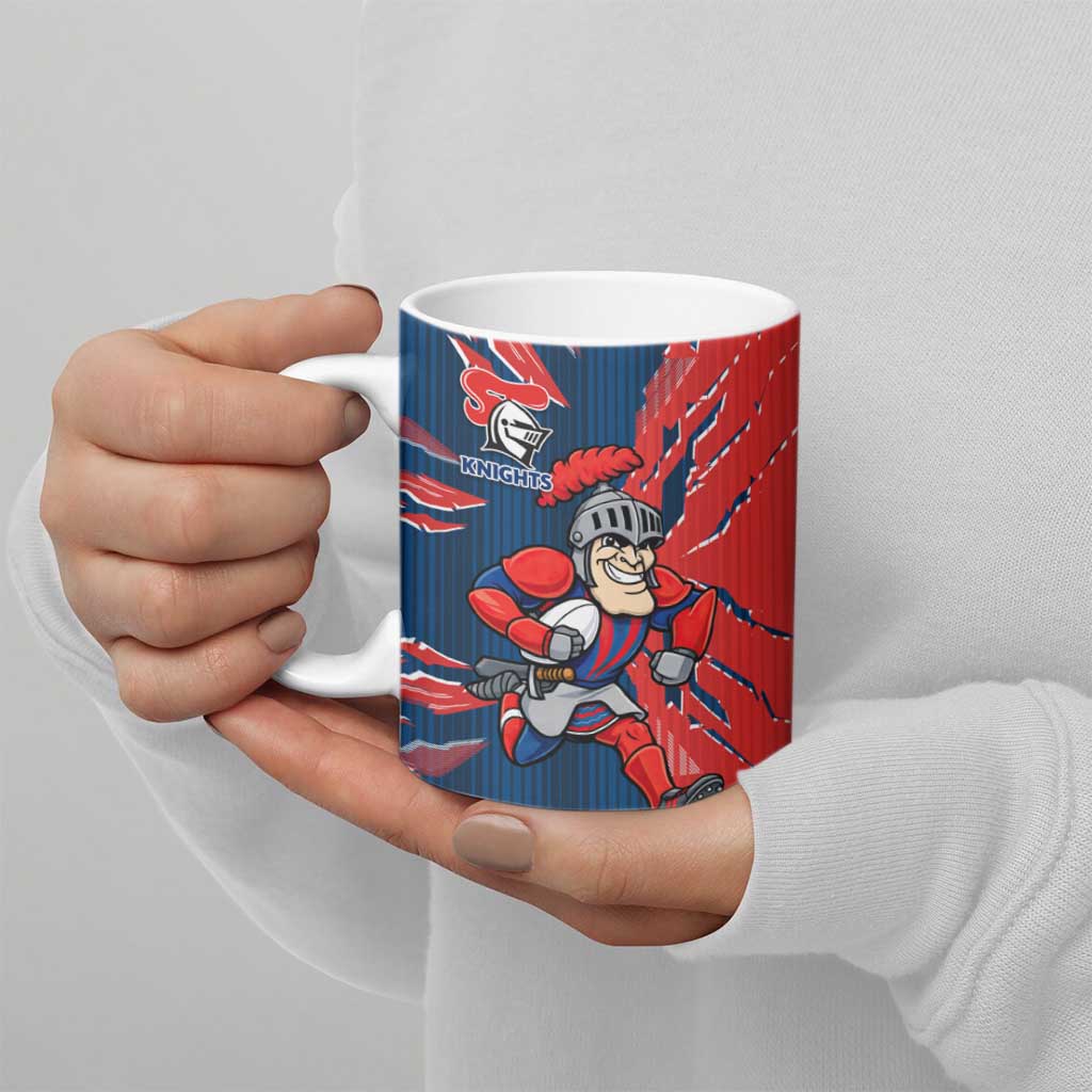 Personalized Newcastle Knights Ceramic Mug Dynamic Lightning Mascot Rugby Australia