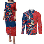 Personalized Newcastle Knights Couples Matching Puletasi and Long Sleeve Button Shirt Dynamic Lightning Mascot Rugby Australia