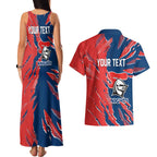 Personalized Newcastle Knights Couples Matching Tank Maxi Dress and Hawaiian Shirt Dynamic Lightning Mascot Rugby Australia