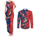 Personalized Newcastle Knights Couples Matching Tank Maxi Dress and Long Sleeve Button Shirt Dynamic Lightning Mascot Rugby Australia