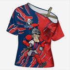 Personalized Newcastle Knights Cross Shoulder Shirt Dynamic Lightning Mascot Rugby Australia