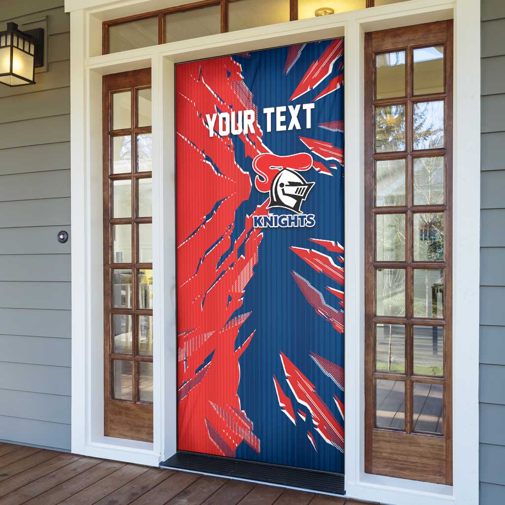 Personalized Newcastle Knights Door Cover Dynamic Lightning Mascot Rugby Australia