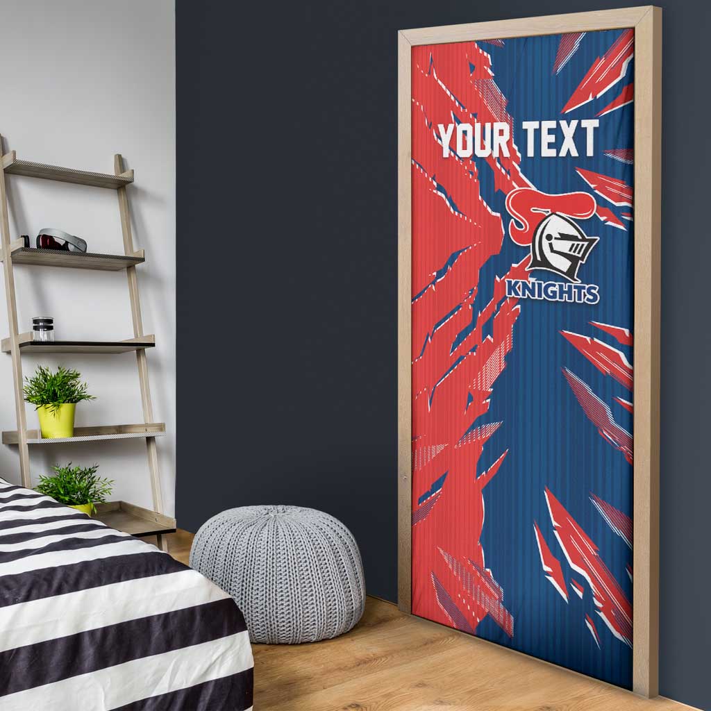 Personalized Newcastle Knights Door Cover Dynamic Lightning Mascot Rugby Australia