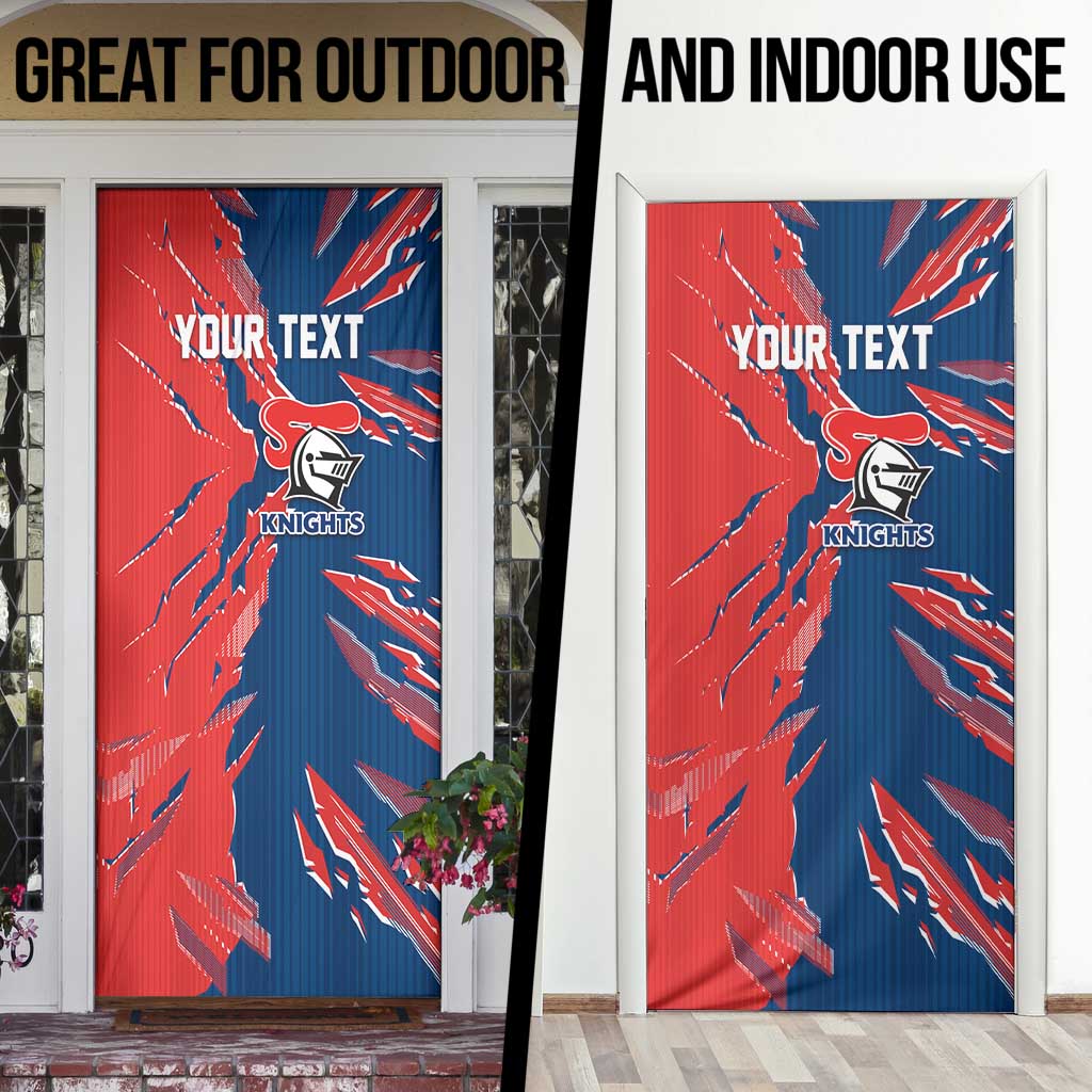 Personalized Newcastle Knights Door Cover Dynamic Lightning Mascot Rugby Australia