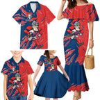 Personalized Newcastle Knights Family Matching Mermaid Dress and Hawaiian Shirt Dynamic Lightning Mascot Rugby Australia