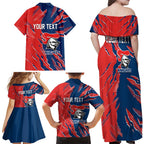 Personalized Newcastle Knights Family Matching Off Shoulder Maxi Dress and Hawaiian Shirt Dynamic Lightning Mascot Rugby Australia