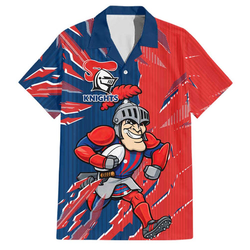 Personalized Newcastle Knights Family Matching Off Shoulder Maxi Dress and Hawaiian Shirt Dynamic Lightning Mascot Rugby Australia