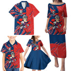 Personalized Newcastle Knights Family Matching Puletasi and Hawaiian Shirt Dynamic Lightning Mascot Rugby Australia