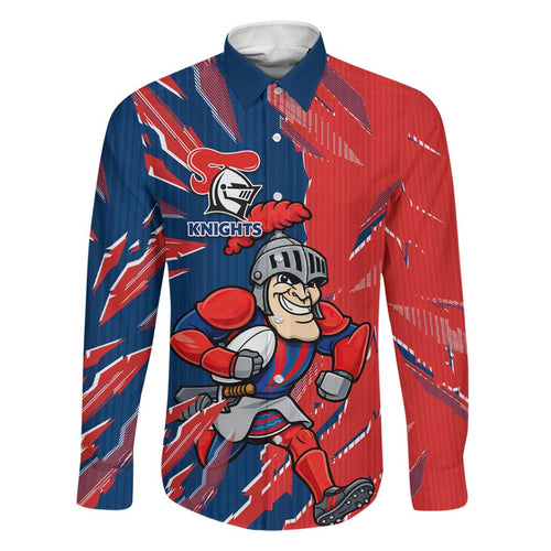 Personalized Newcastle Knights Family Matching Puletasi and Hawaiian Shirt Dynamic Lightning Mascot Rugby Australia