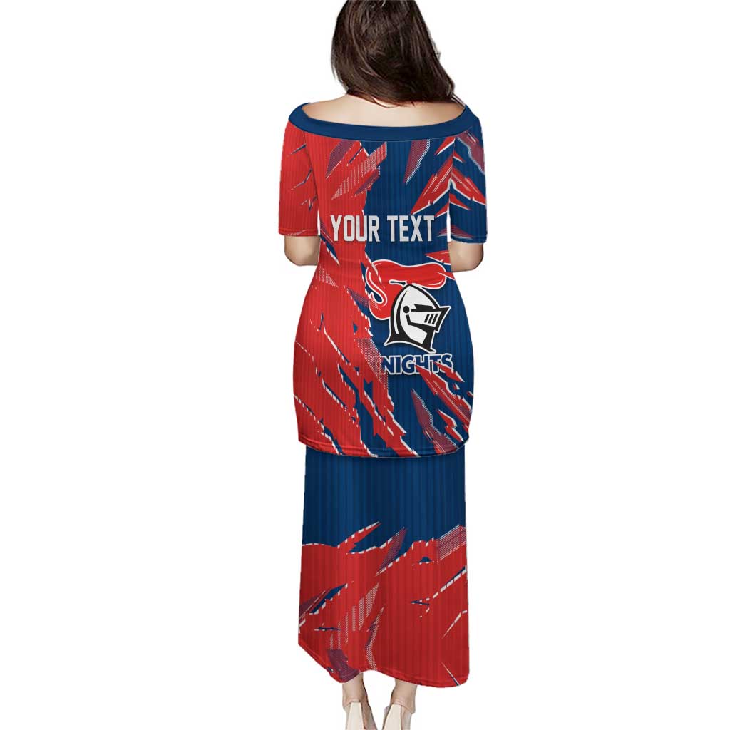 Personalized Newcastle Knights Family Matching Puletasi and Hawaiian Shirt Dynamic Lightning Mascot Rugby Australia
