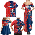Personalized Newcastle Knights Family Matching Summer Maxi Dress and Hawaiian Shirt Dynamic Lightning Mascot Rugby Australia