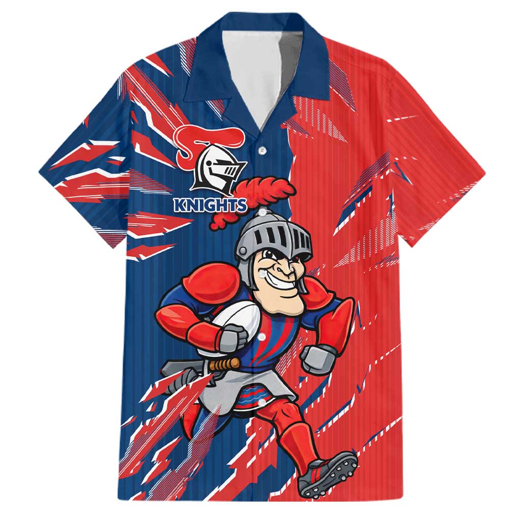 Personalized Newcastle Knights Family Matching Tank Maxi Dress and Hawaiian Shirt Dynamic Lightning Mascot Rugby Australia