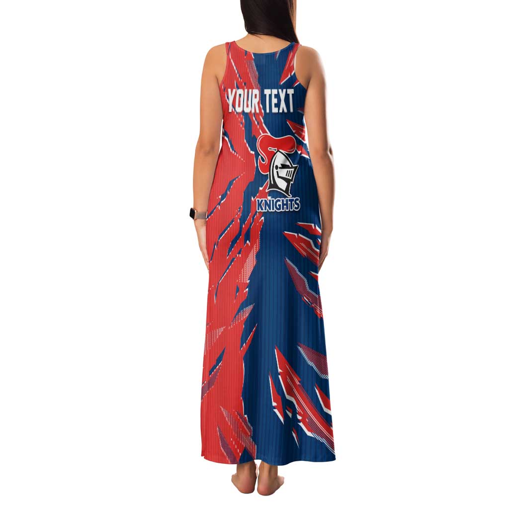 Personalized Newcastle Knights Family Matching Tank Maxi Dress and Hawaiian Shirt Dynamic Lightning Mascot Rugby Australia