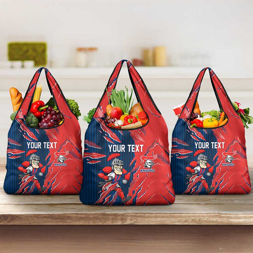 Personalized Newcastle Knights Grocery Bag Dynamic Lightning Mascot Rugby Australia