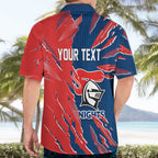 Personalized Newcastle Knights Hawaiian Shirt Dynamic Lightning Mascot Rugby Australia