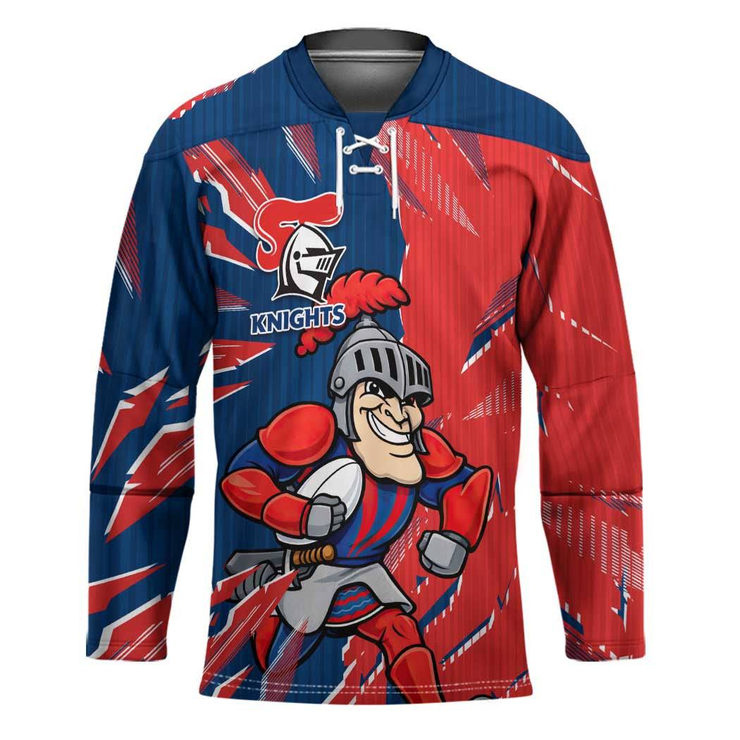 Personalized Newcastle Knights Hockey Jersey Dynamic Lightning Mascot Rugby Australia