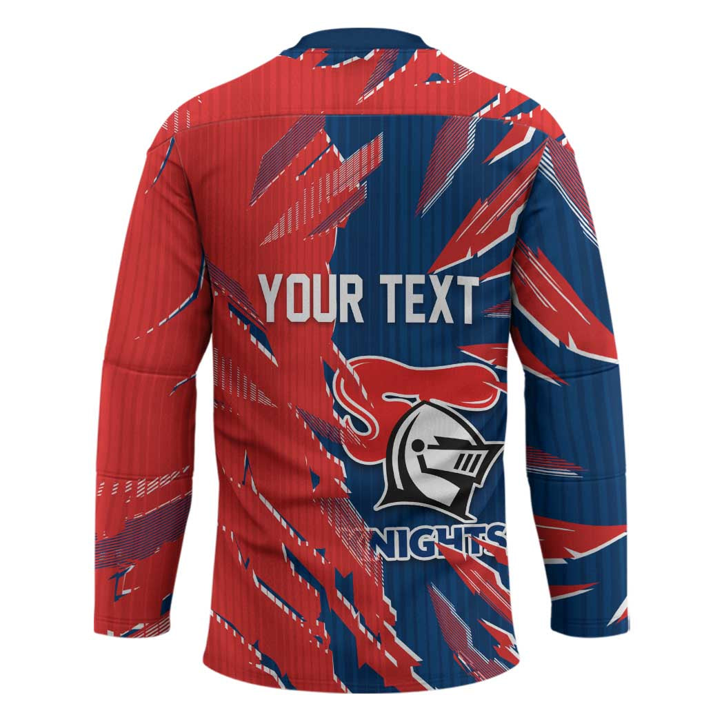 Personalized Newcastle Knights Hockey Jersey Dynamic Lightning Mascot Rugby Australia