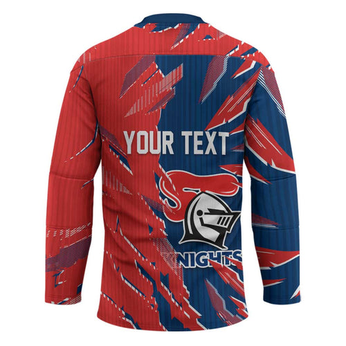 Personalized Newcastle Knights Hockey Jersey Dynamic Lightning Mascot Rugby Australia