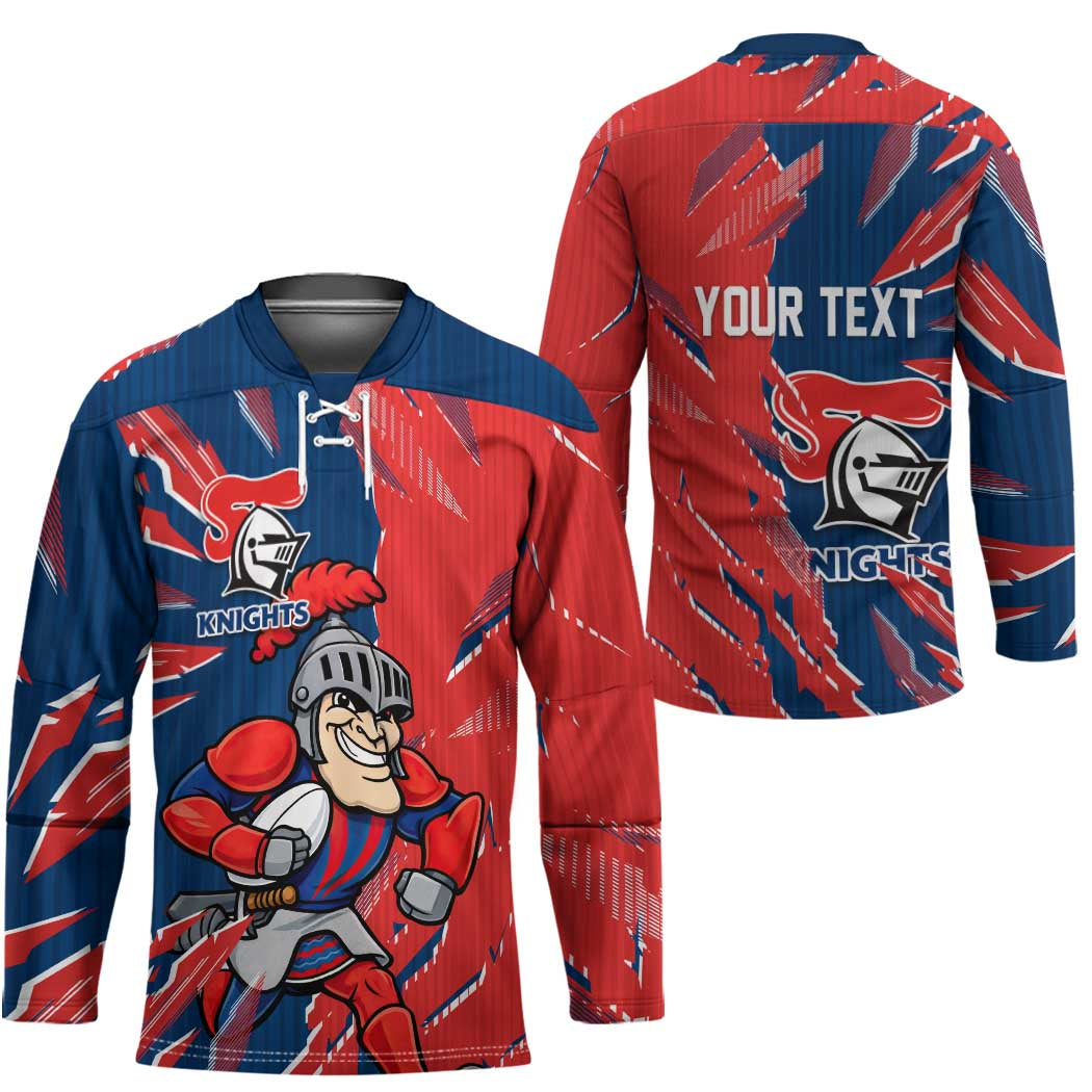 Personalized Newcastle Knights Hockey Jersey Dynamic Lightning Mascot Rugby Australia
