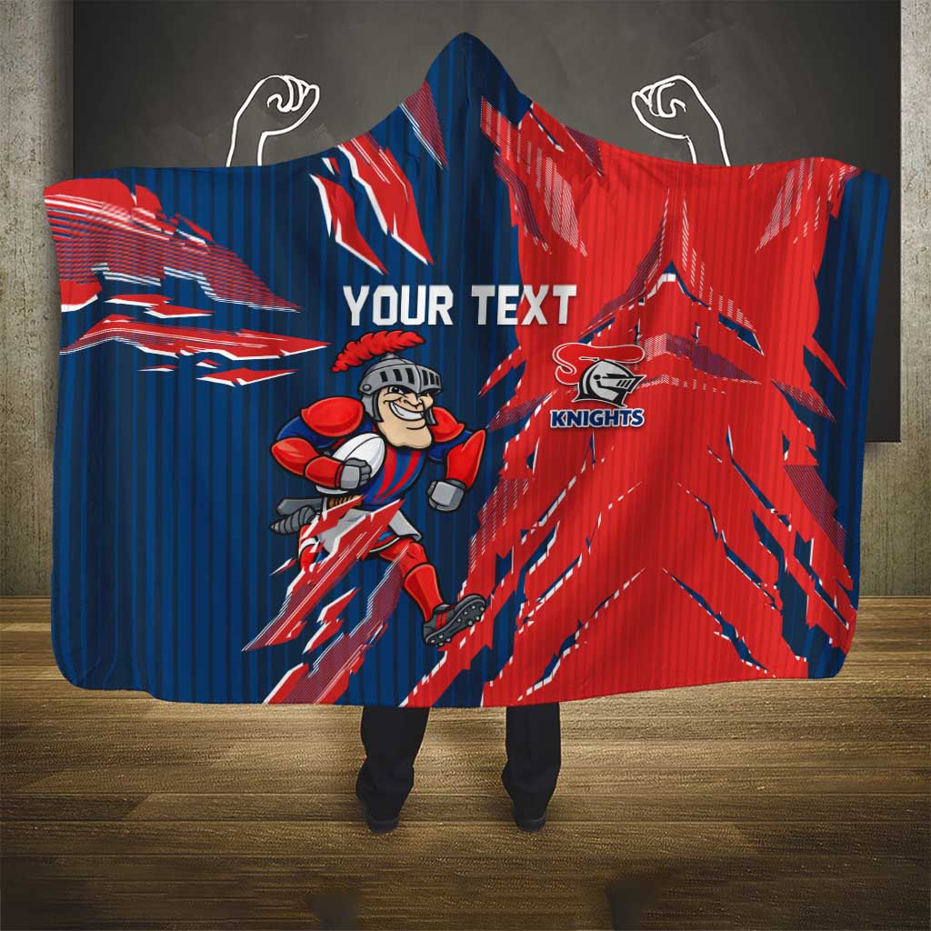 Personalized Newcastle Knights Hooded Blanket Dynamic Lightning Mascot Rugby Australia
